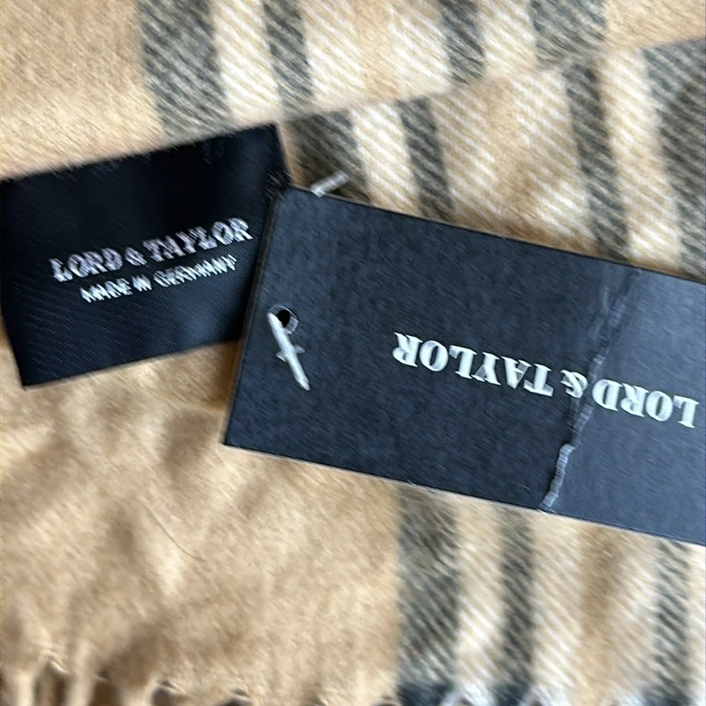 Lord & Taylor Nova Check Scarf Plaid Tartan Cashmere Feel Acrylic 70x13